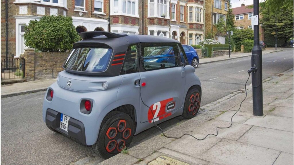Citroen Ami charged at the power station of Citroen